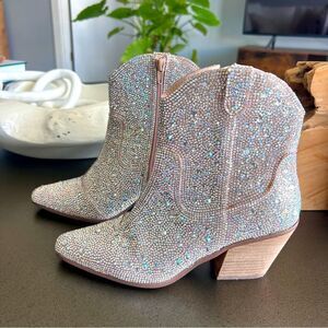 MATISSE Harlow Dazzling Rhinestone Embellished Boots Size 6.5